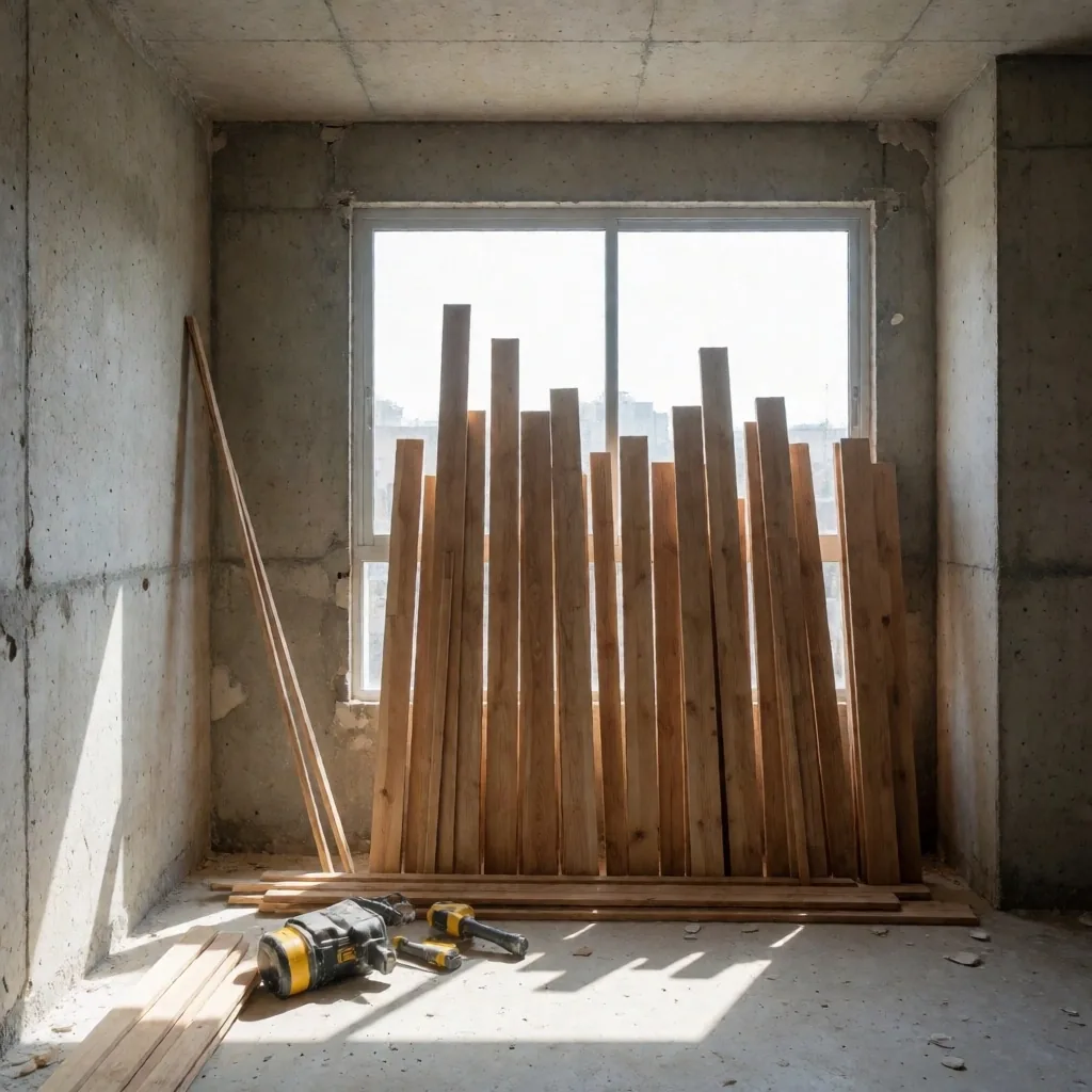Apartamento en proceso de renovación con paredes expuestas