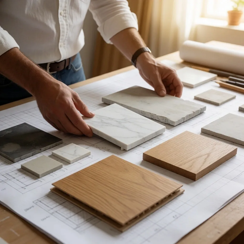 Muestrario de materiales de acabados para renovación