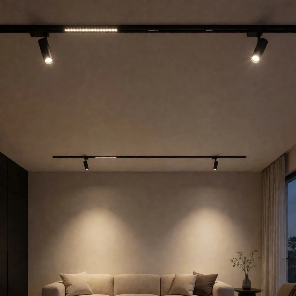 Sistema de rieles LED en apartamento renovado